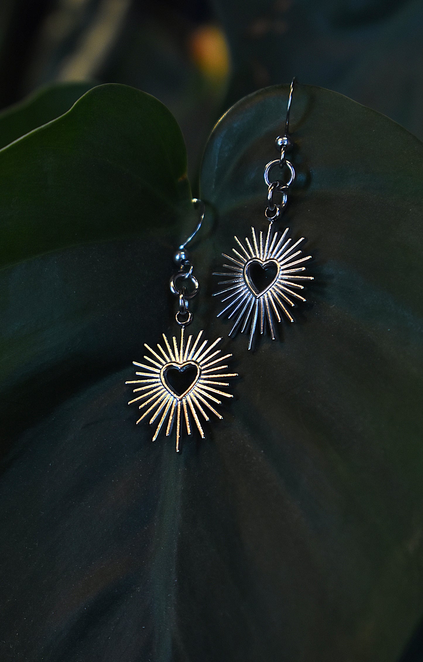 Radiant Heart Earrings ~ Silver