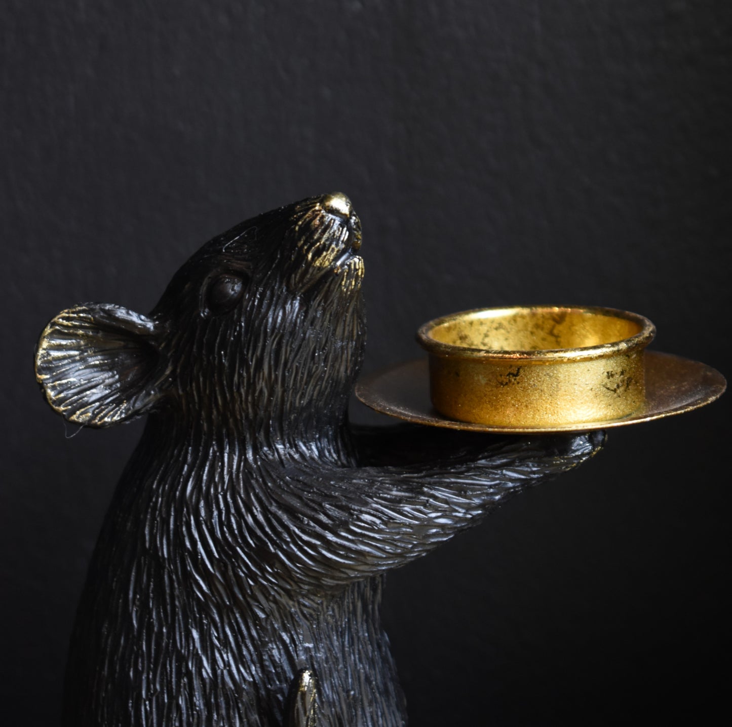 Mouse Candle Holder ~ Black & Gold