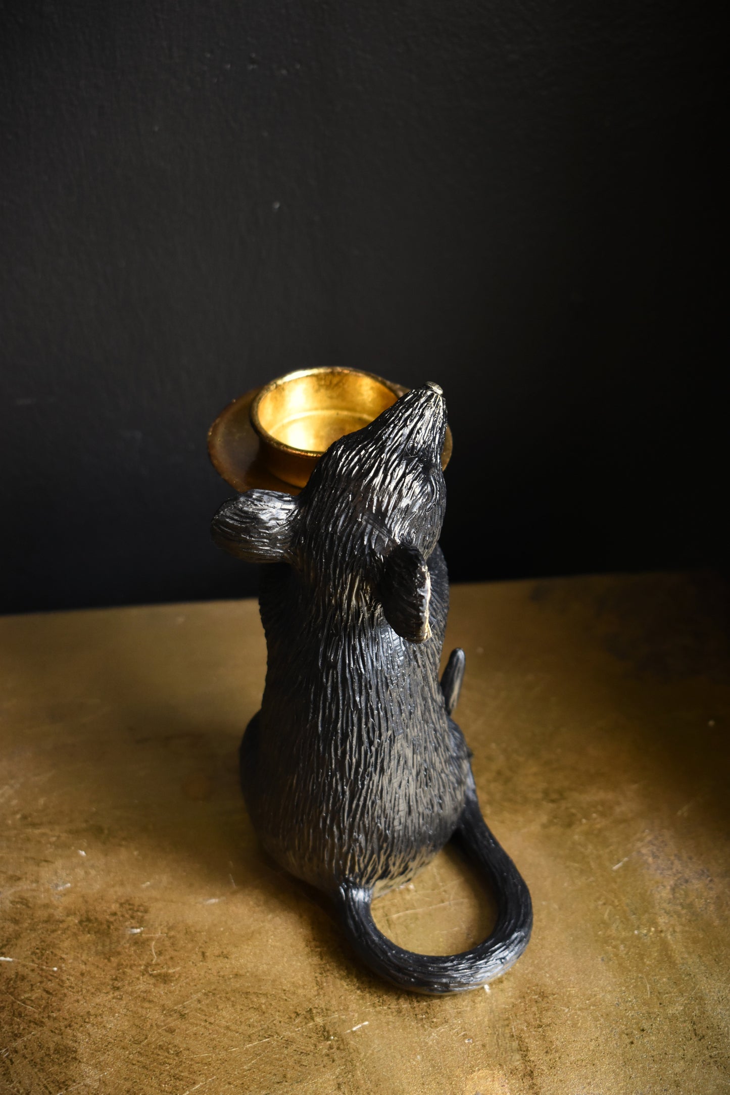 Mouse Candle Holder ~ Black & Gold