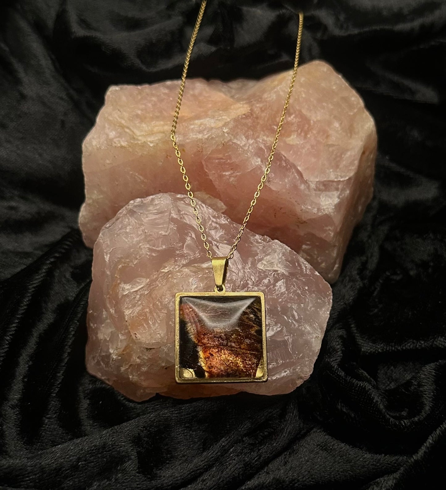 Gold Attacus atlas Butterfly Necklace