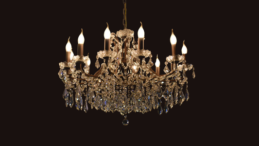 Large 12 Branch Bronze Shallow Chandelier - PRE ORDER