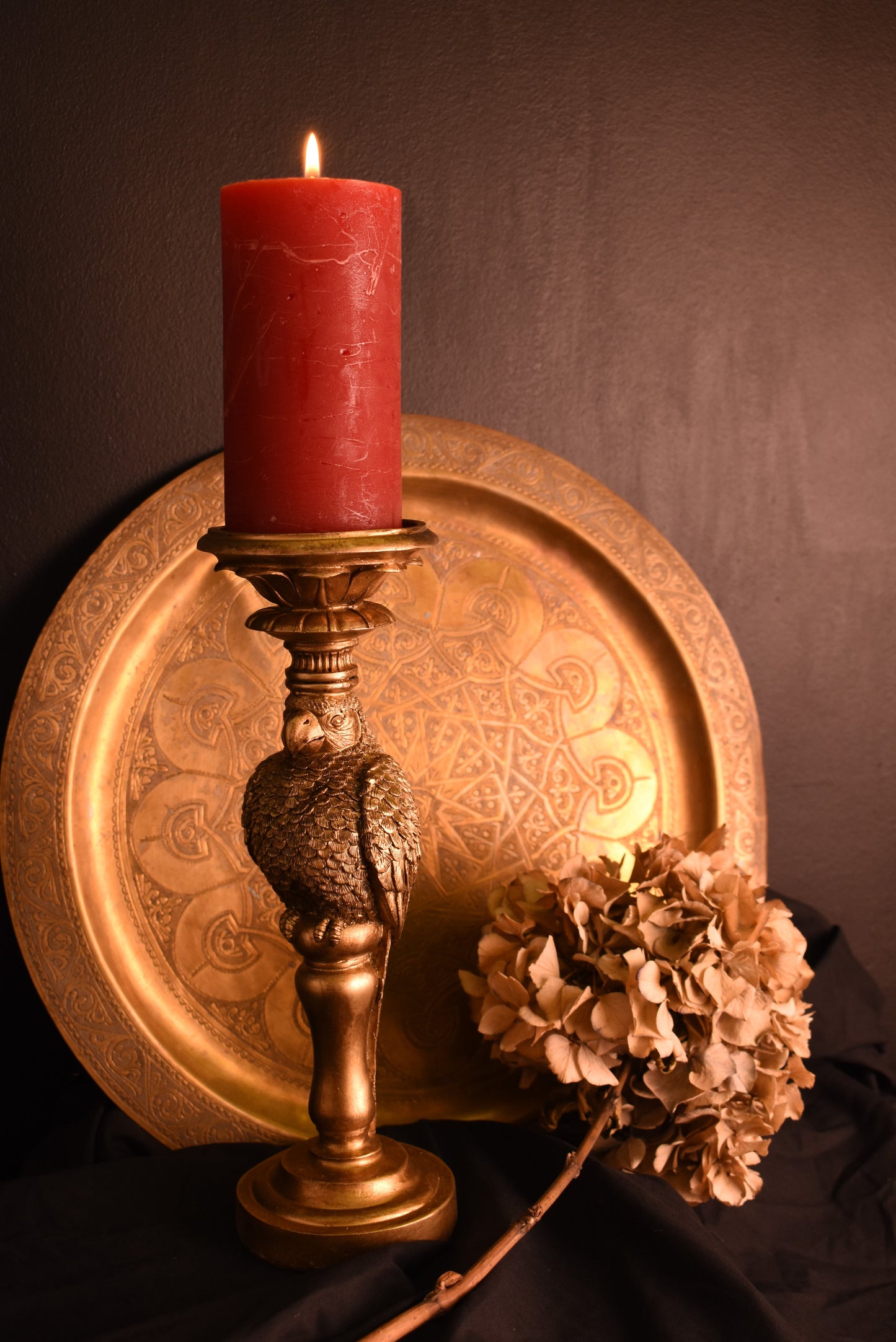 Gold Parrot Candle Holder