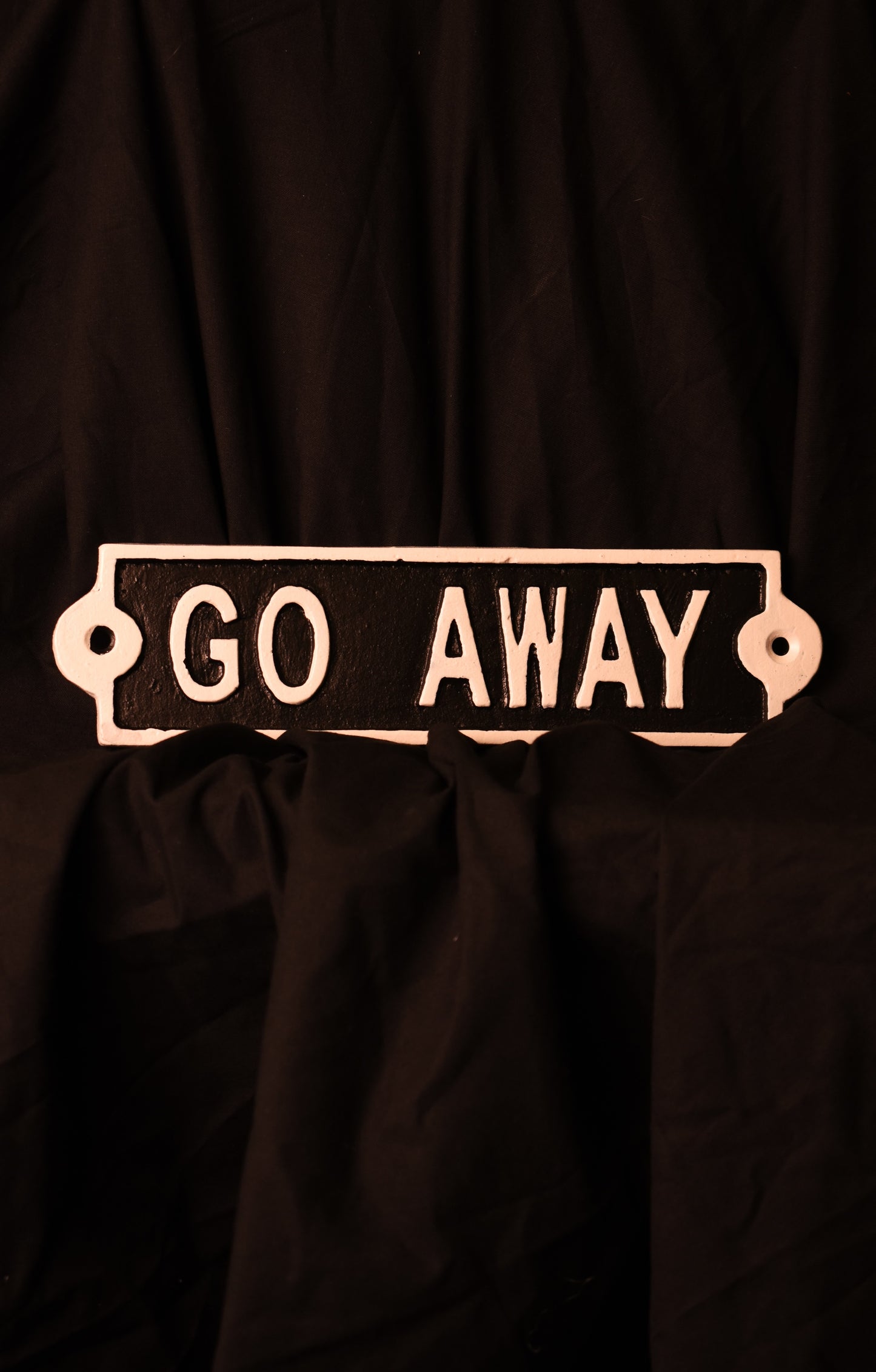 Go Away Metal Sign