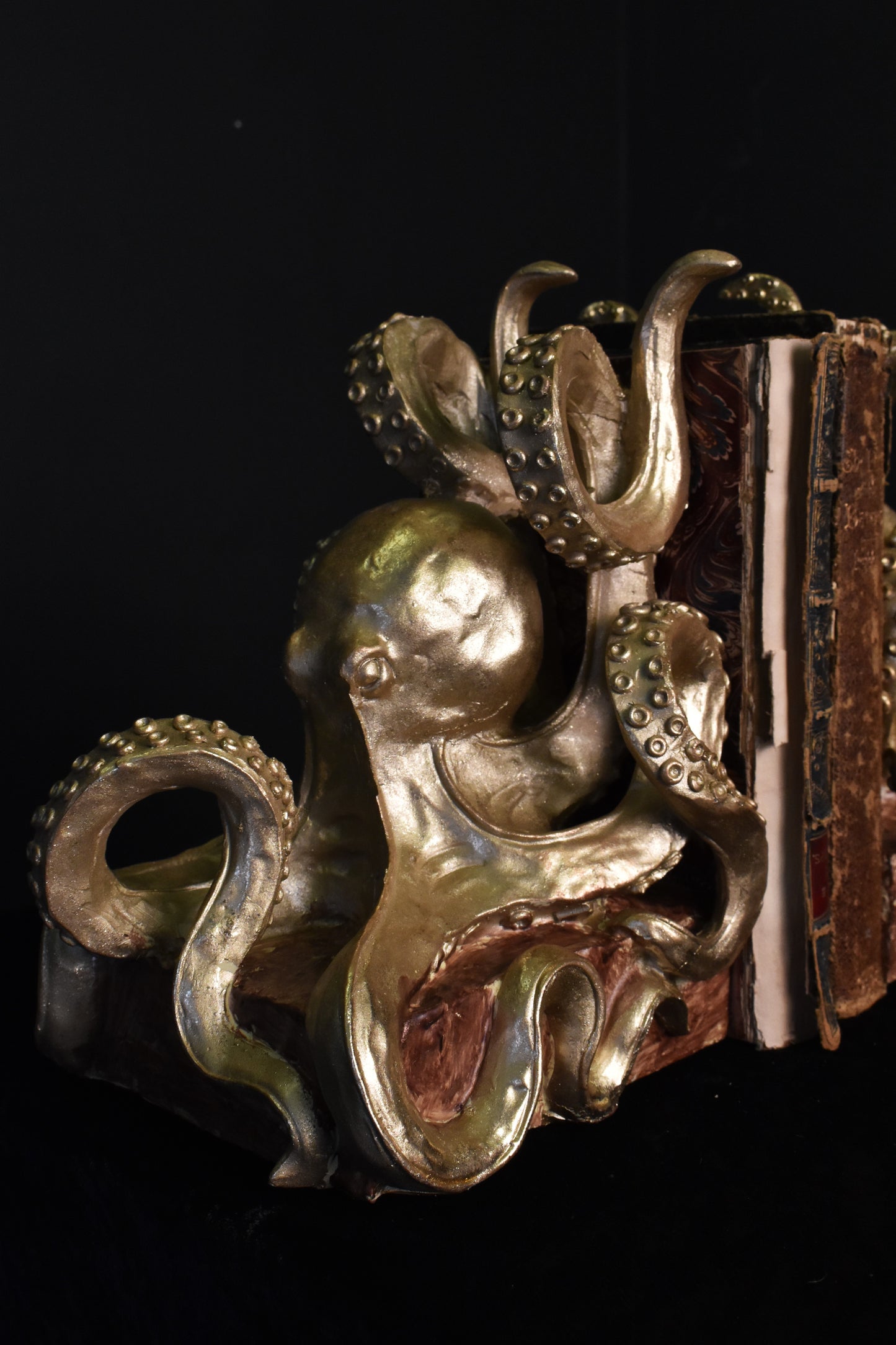 Pair Of Gold Octopus Bookends