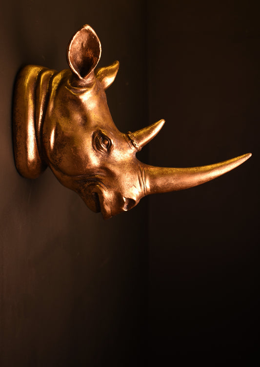 Gold Rhino Head Wall Decor