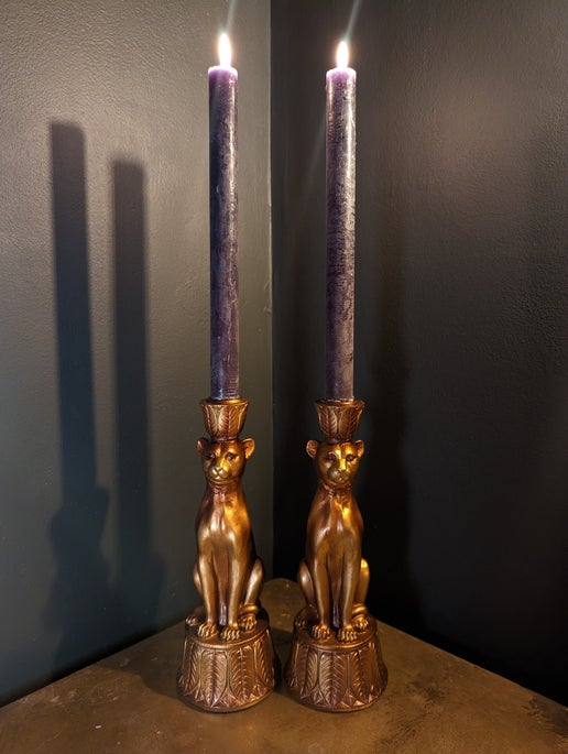 Bronze Leopard Candle Holder