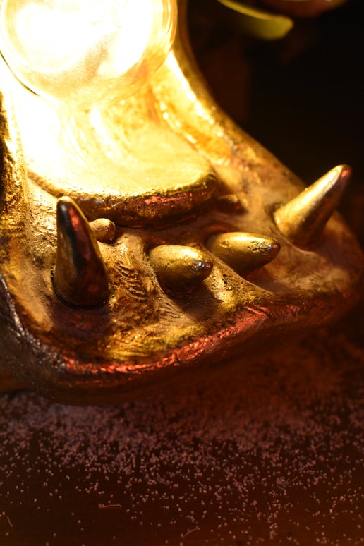 Gold Roaring Hippo Lamp